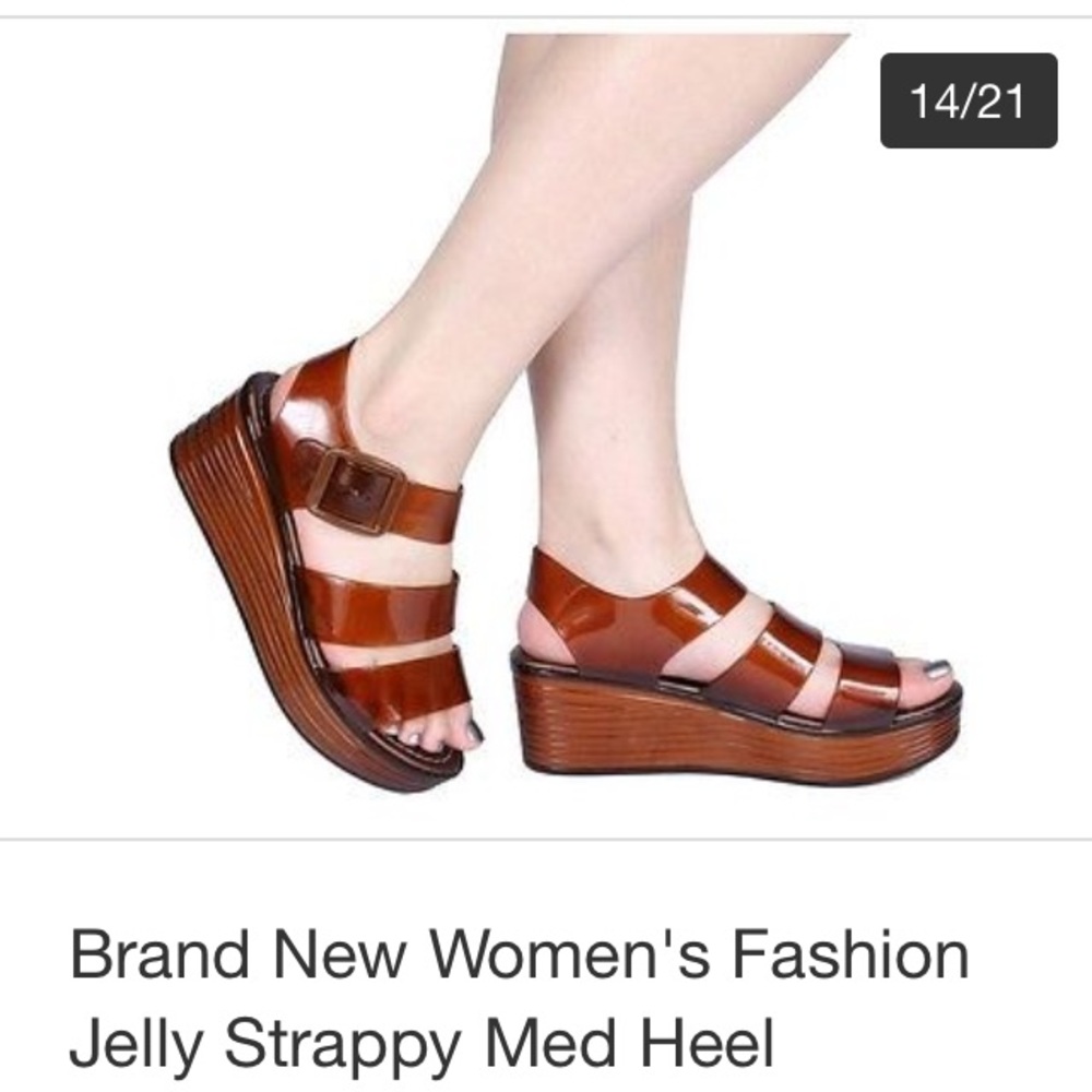 ☆*:. .｡ISO 。.:*☆ jelly sandal platform wedge brown